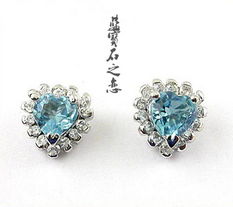 925銀鑲白金天然藍(lán)黃玉耳釘與昌樂艾琳珠寶首飾加工廠 跨界之美